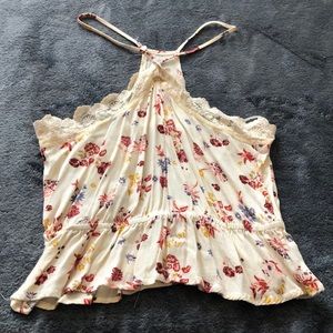 Kendall + Kylie Floral Print Tank with Lace